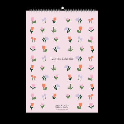 A3 Family Calendar - Bloom - Mini - Pink