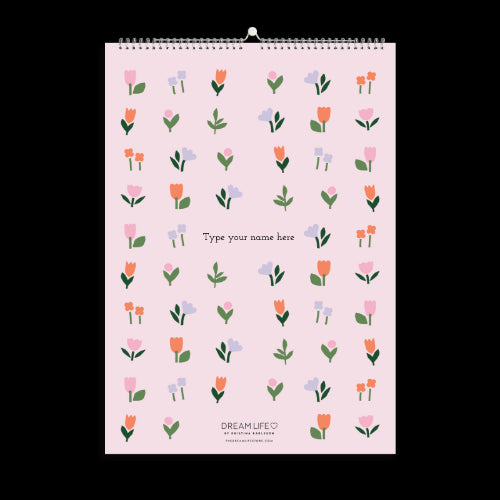 A3 Family Calendar - Bloom - Mini - Pink