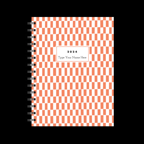 A5 2024 Spiral Vertical Weekly Diary - Pattern - Terracotta