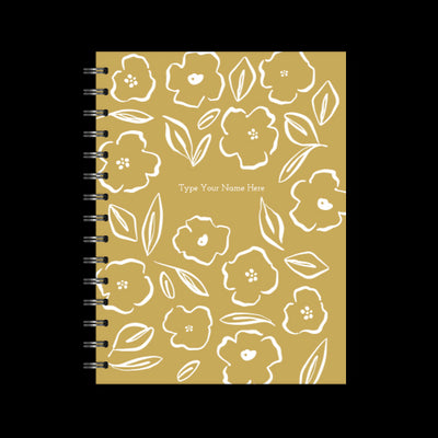 A5 Spiral Journal - Floral - Mustard