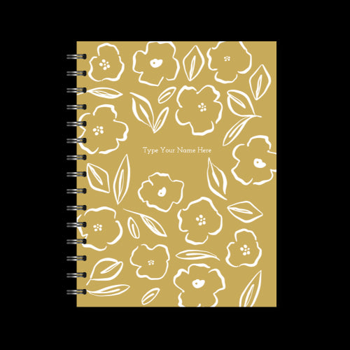 A5 Spiral Journal - Floral - Mustard