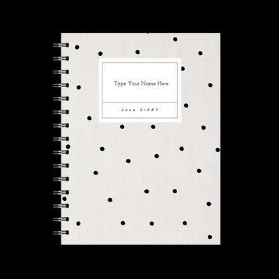 A5 2024 Spiral Week to a Page Diary - Linen Look - Black