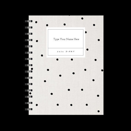 A5 2024 Spiral Week to a Page Diary - Linen Look - Black