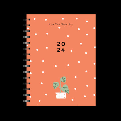 A5 2024 Spiral Weekly Spread Diary - Plants - Red