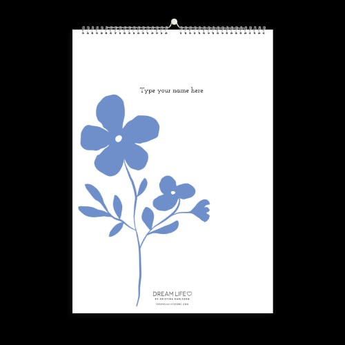 A3 Family Calendar - Flower - Cornblue
