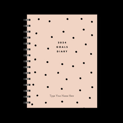 A5 2024 Spiral Goals Diary - Dots - Peach