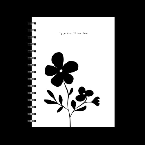 A5 Spiral Journal - Flower - Black