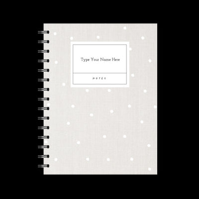 A5 Spiral Journal - Linen Look Dots - White