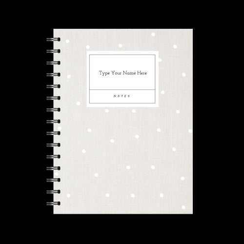 A5 Spiral Journal - Linen Look Dots - White