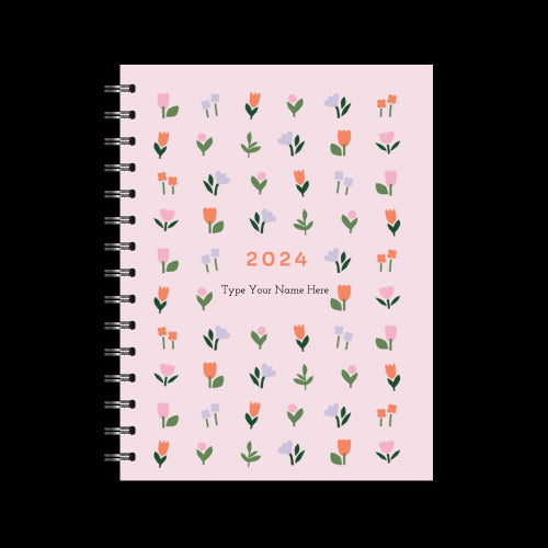 A5 2024 Spiral Weekly Spread Diary - Bloom Mini - Pink