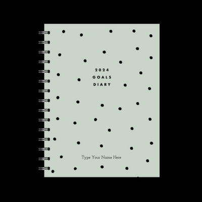 A5 2024 Spiral Goals Diary - Dots - Sage