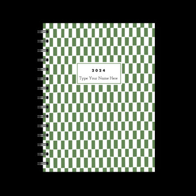A5 2024 Spiral Student Diary - Pattern - Olive