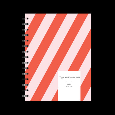 A5 2023 Spiral Vertical Weekly Diary – Stripe - Red