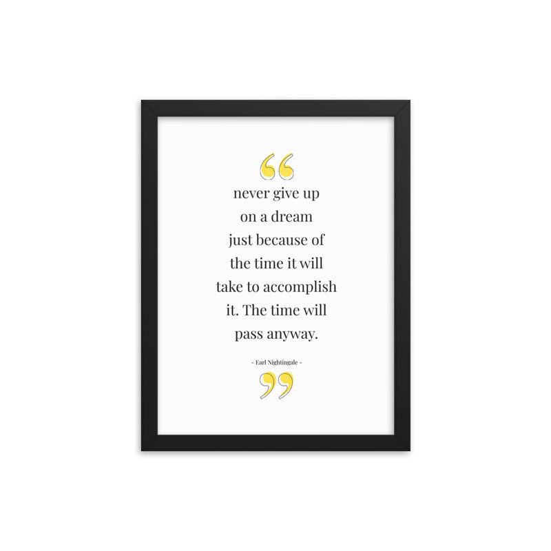NEVER GIVE UP Framed
