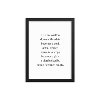 A DREAM WRITTEN Framed