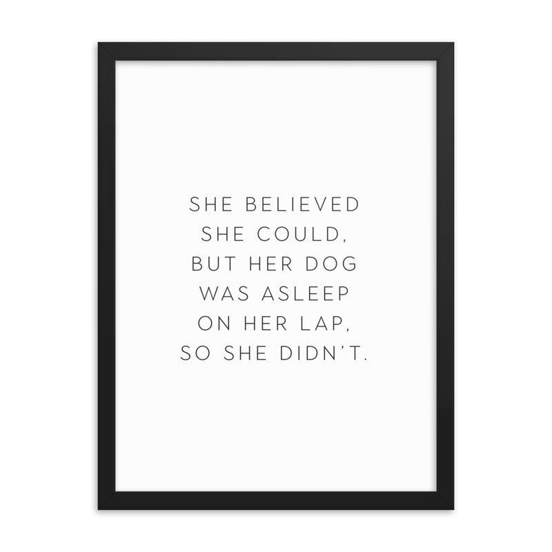 DOG ON LAP Framed