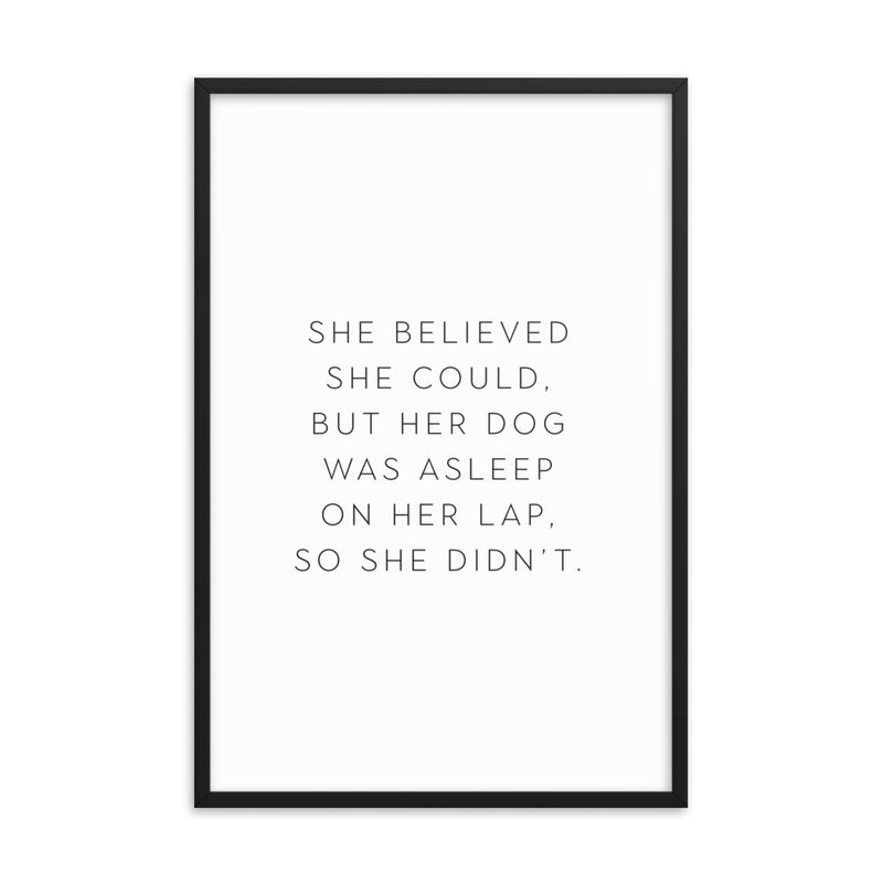 DOG ON LAP Framed