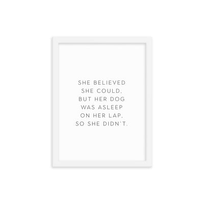 DOG ON LAP Framed