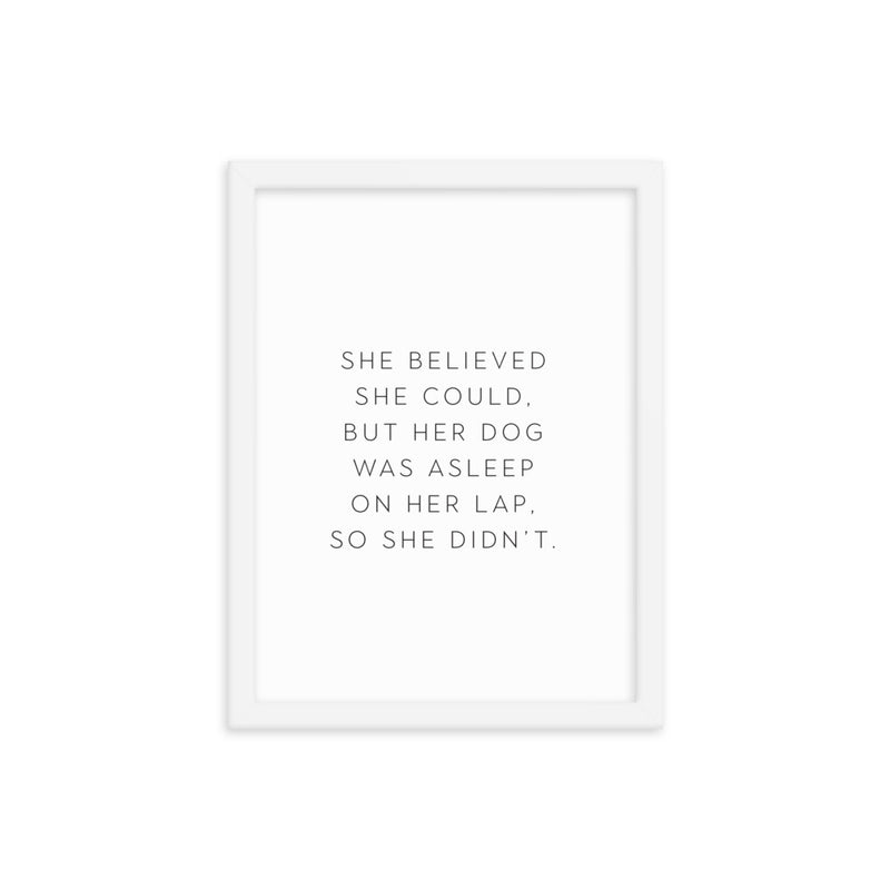 DOG ON LAP Framed