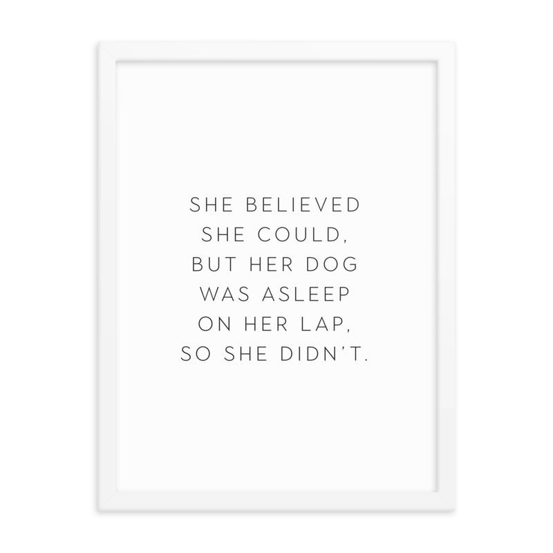 DOG ON LAP Framed