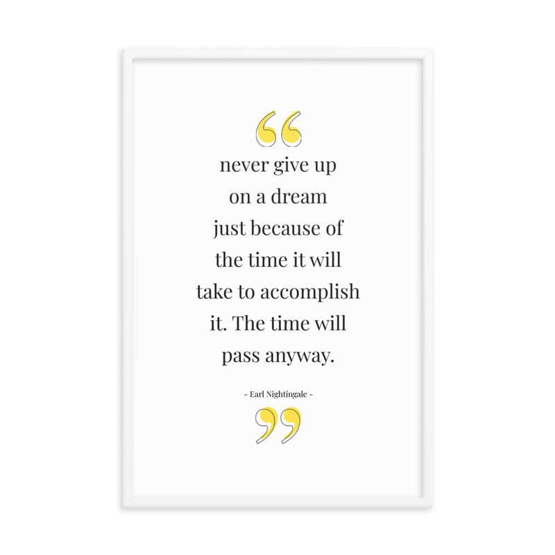 NEVER GIVE UP Framed