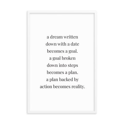 A DREAM WRITTEN Framed