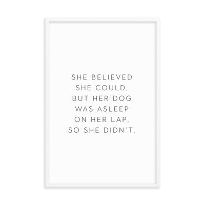 DOG ON LAP Framed