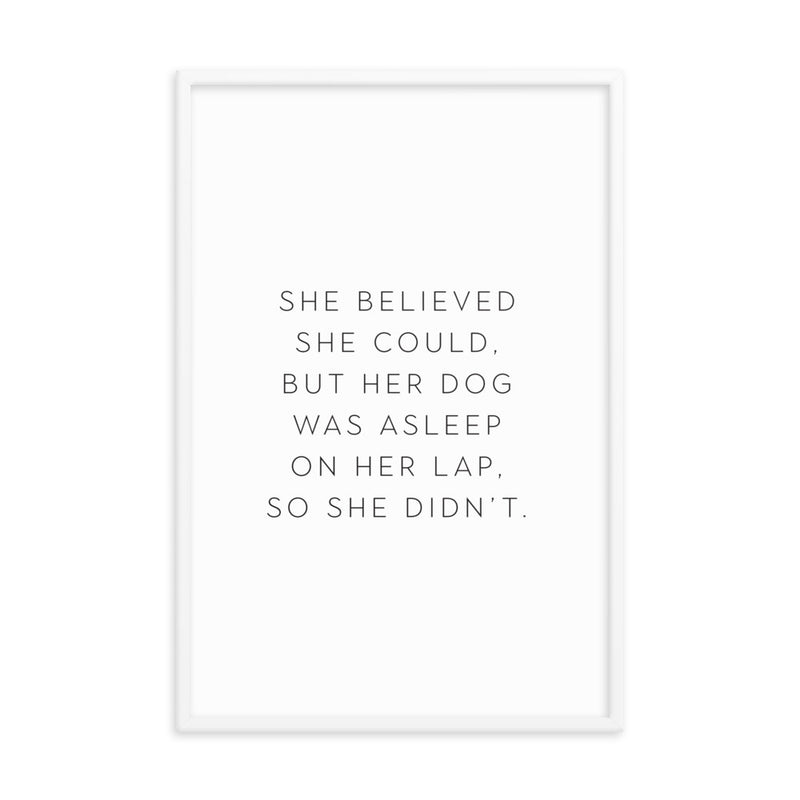 DOG ON LAP Framed