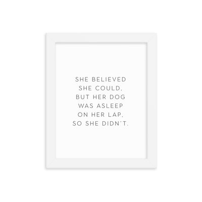 DOG ON LAP Framed