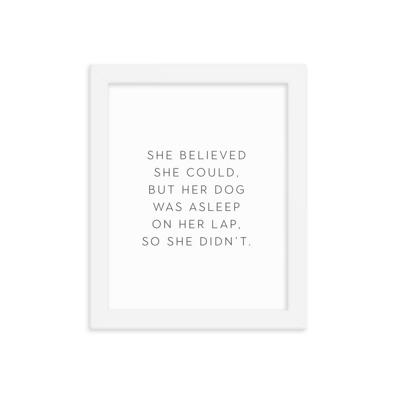 DOG ON LAP Framed