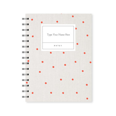 A5 Spiral Journal - Linen Look Dots - Red