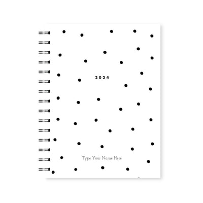 A5 2024 Spiral Vertical Weekly Diary - Dots - White