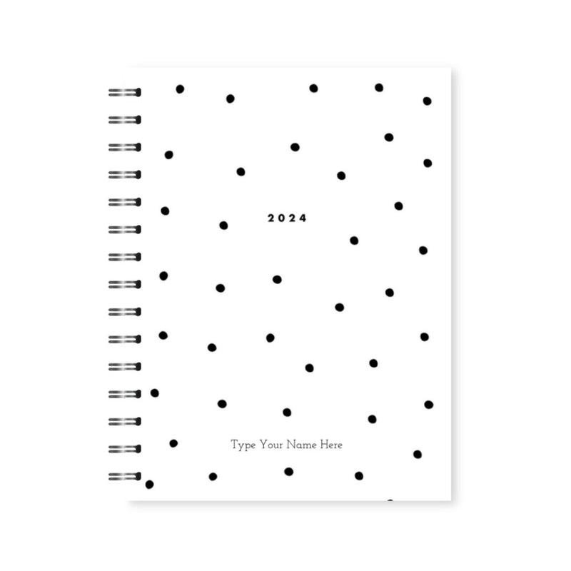 A5 2024 Spiral Vertical Weekly Diary - Dots - White