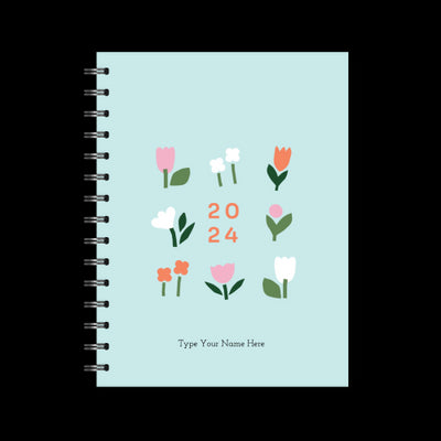 A5 2024 Spiral Weekly Spread Diary - Bloom - Mint