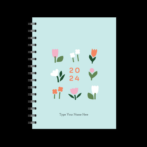 A5 2024 Spiral Weekly Spread Diary - Bloom - Mint
