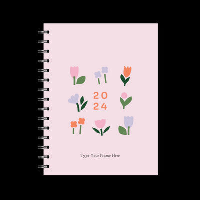 A5 2024 Spiral Weekly Spread Diary - Bloom - Pink