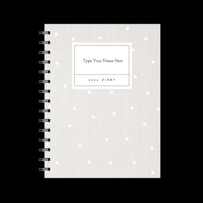 A5 2024 Spiral Week to a Page Diary - Linen Look - White