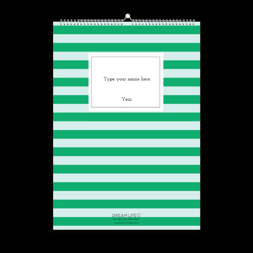 A3 Family Calendar - Stripes - Green