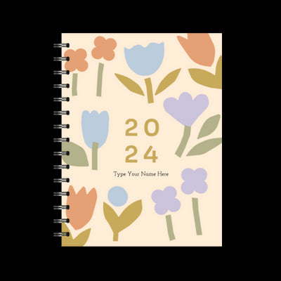 A5 2024 Spiral Week to a Page Diary - Bloom - Peach