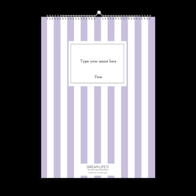A3 Family Calendar - Stripes - Lilac