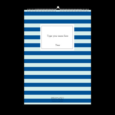 A3 Family Calendar - Stripes - Blue