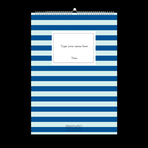 A3 Family Calendar - Stripes - Blue