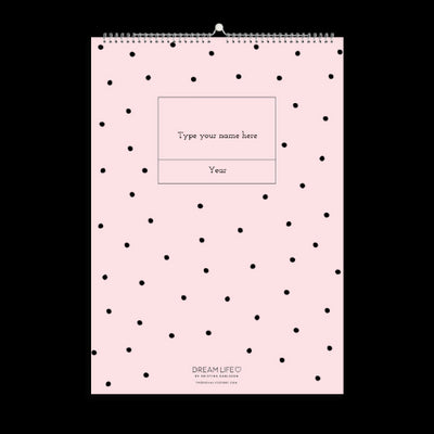 A3 Family Calendar - Dots - Pink