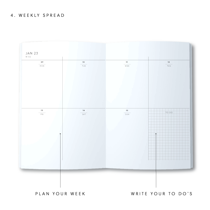 A5 Spiral 2023 Weekly Spread Diary - Peach