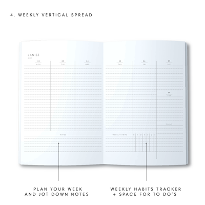 A5 2023 Spiral Vertical Weekly Diary – Stripe - Black