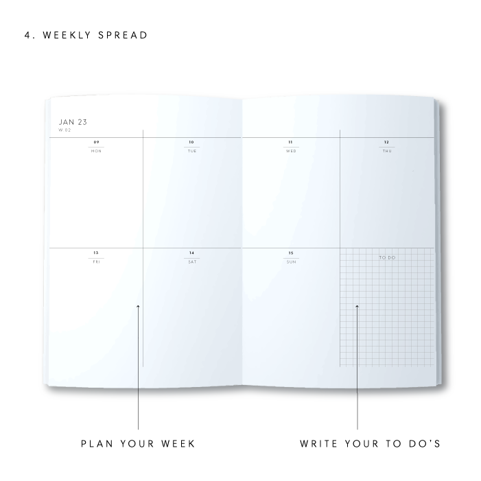 A5 2023 Weekly Spread Diary - Dots - Red