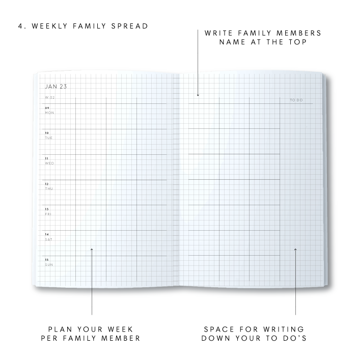 A5 2023 Family Diary - Summer - Green