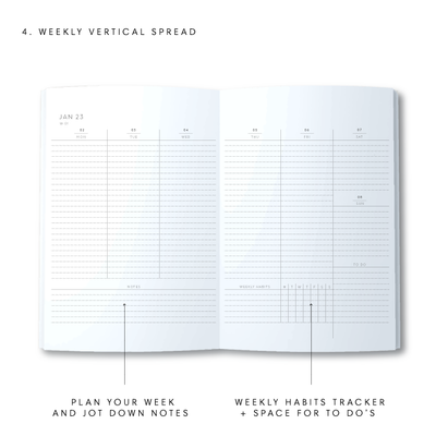 A5 2023 Vertical Weekly Diary - Stripe - Black