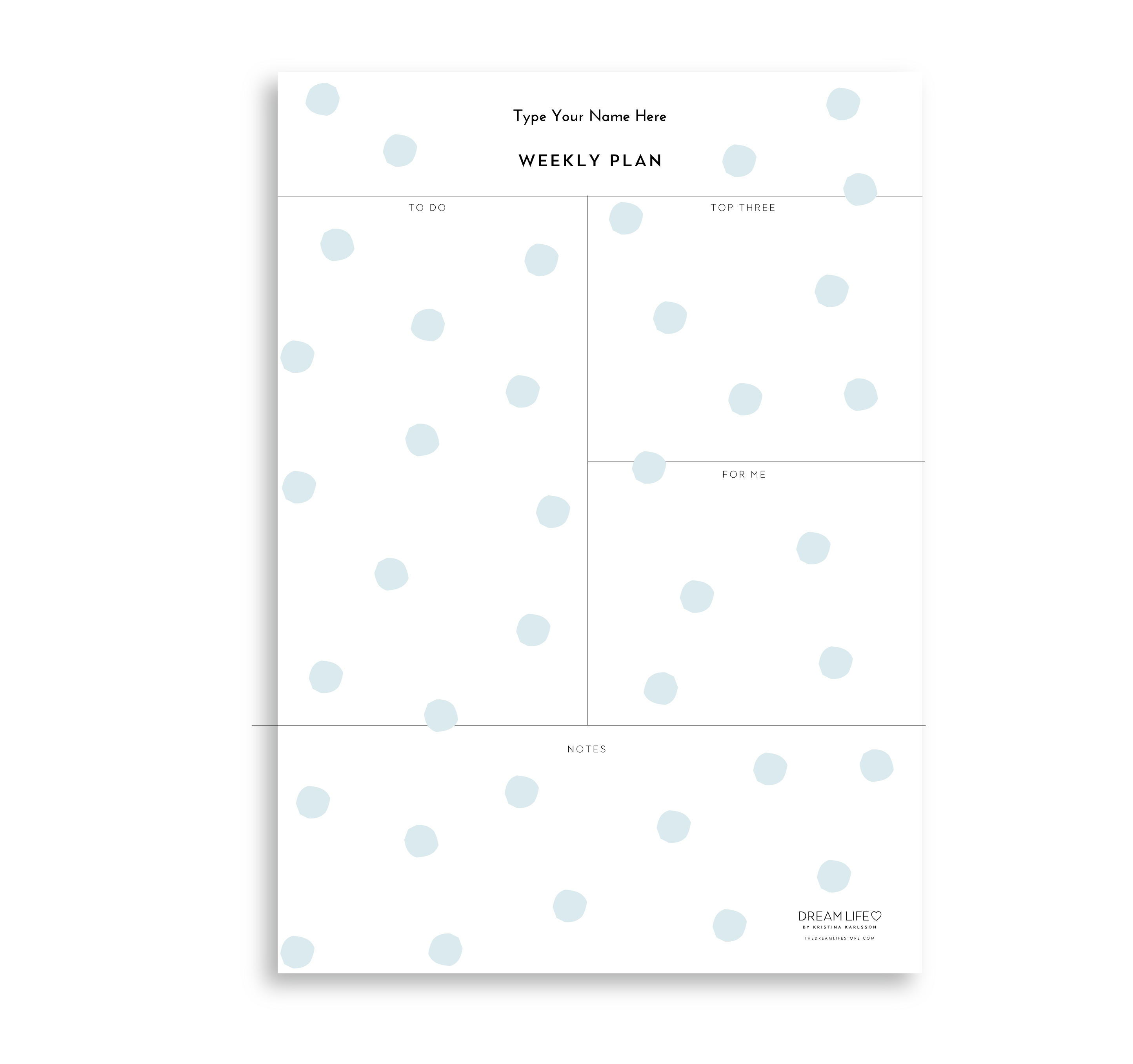 A4 Weekly Plan Notepad - Dots - Blue – Dream Life