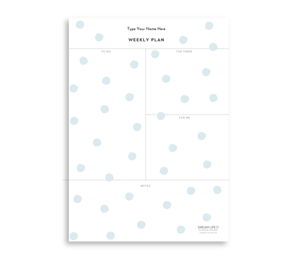 A4 Weekly Plan Notepad - Dots - Blue
